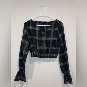 Black Plaid Top